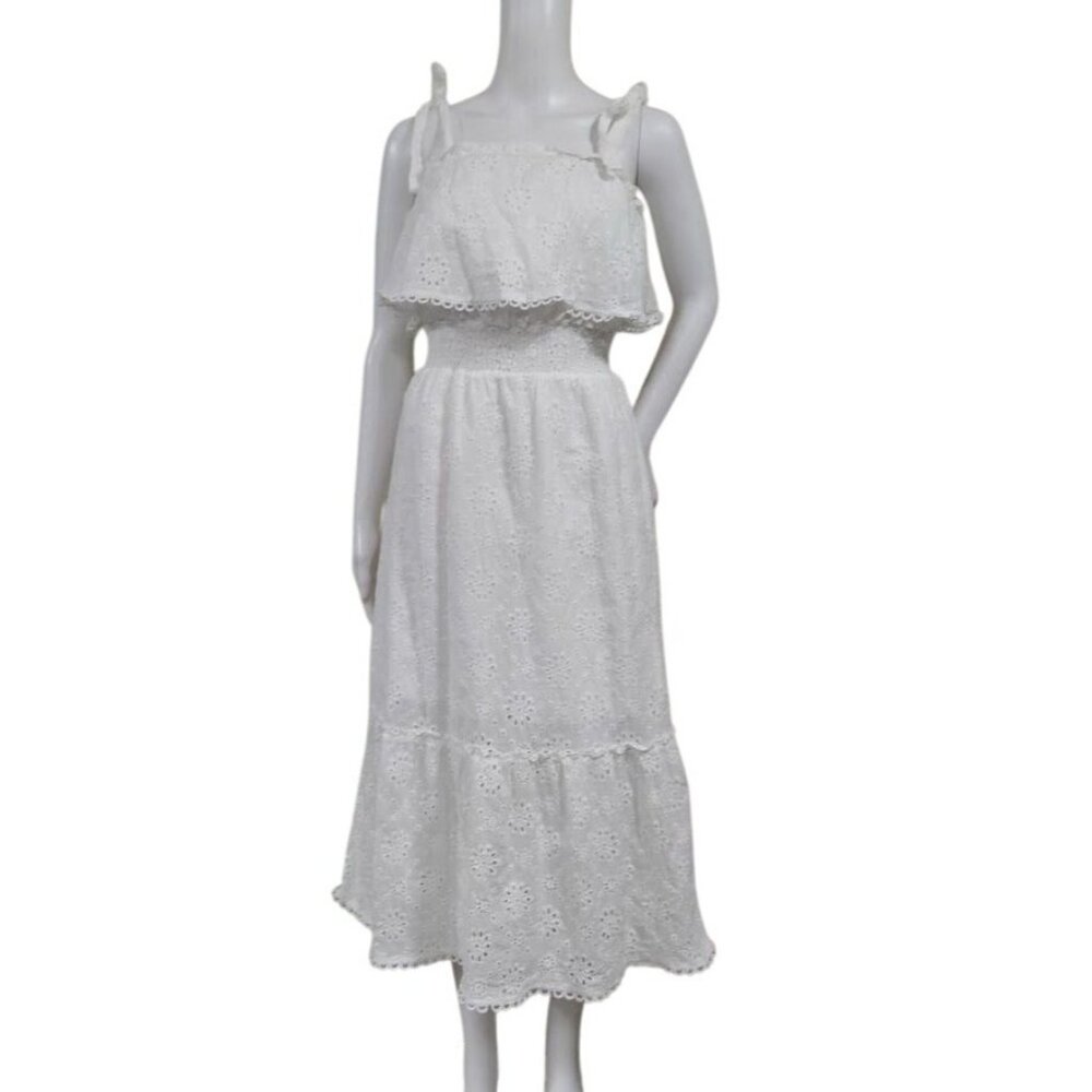 Simplee White Eyelet Lace Whimsy Cottagecore Prairie Halter Twee Dress S NWOT - Picture 2 of 10